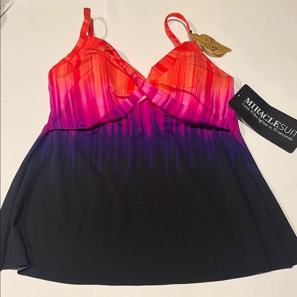 Miraclesuit NWT ombré tankini swim orange pink purple size 8 $142